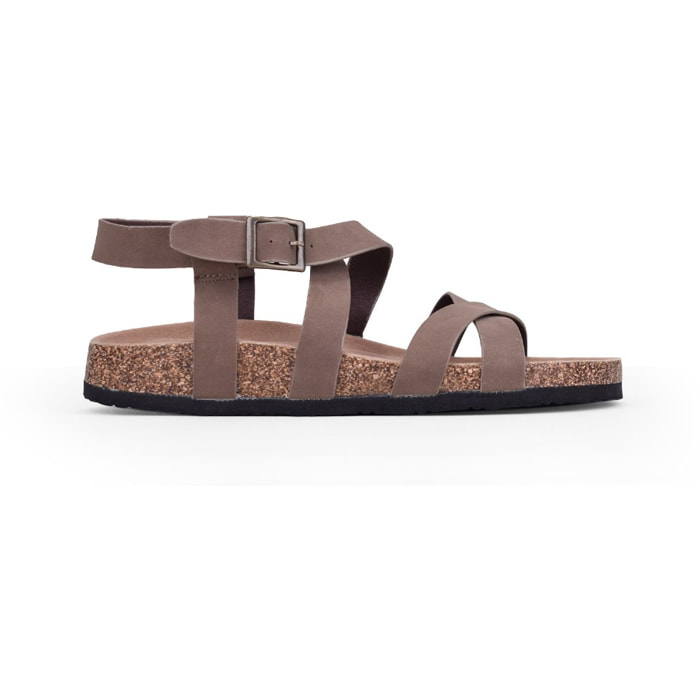 Sandalias planas marrones con suela de corcho