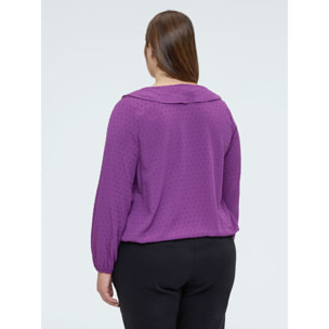 Fiorella Rubino - Blusa de plumetis de lunares con volante - Violeta