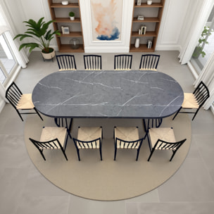 Table à manger ronde extensible Tomasucci FEAR, en MDF effet marbre gris, 110 × 110 × 76,5 cm