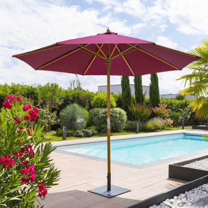 Parasol droit "Tinaei" bordeaux 3m en bambou
