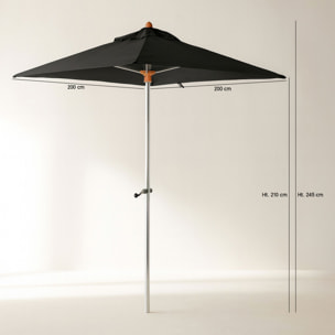 Parasol en aluminium et toile noire 200cm COMETE