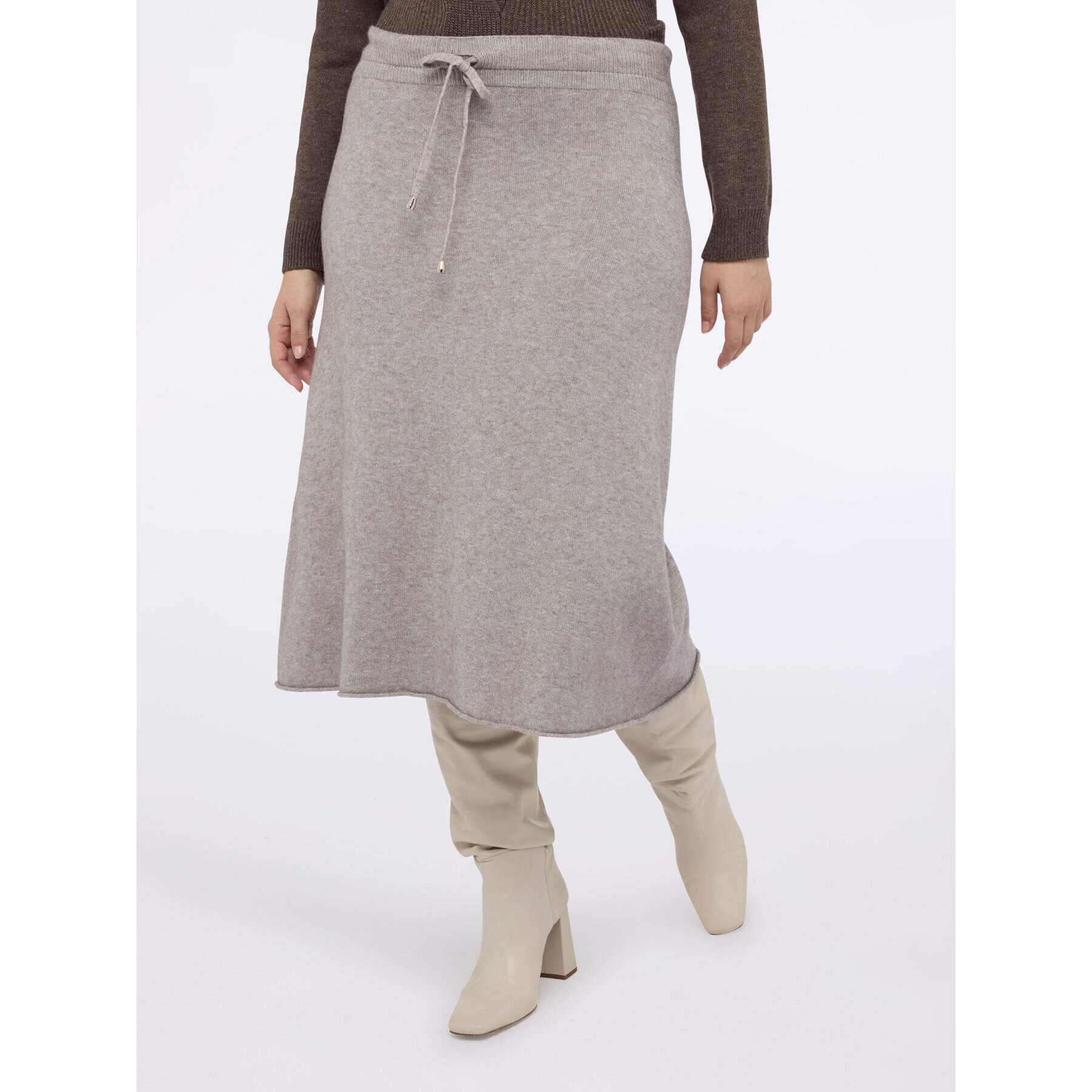 Fiorella Rubino - Falda de punto con cordón - Beige