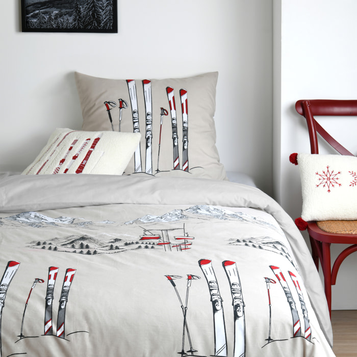 Parure de lit ski montagne - Naturel