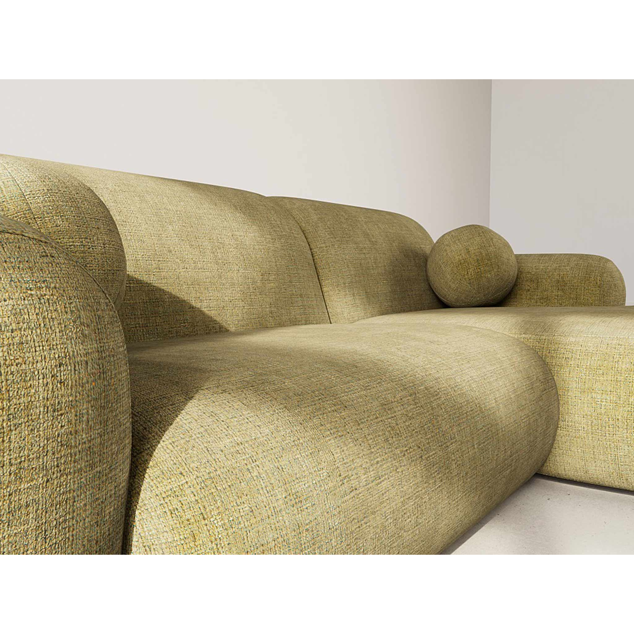 Louise - Canapé d'angle droit 4 places en velours texturé - Vert Kaki