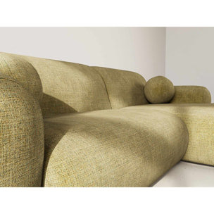 Louise - Canapé d'angle droit 4 places en velours texturé - Vert Kaki