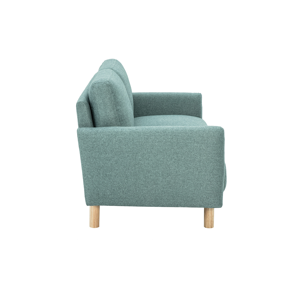 Canapé design 2 places en tissu vert de gris et bois clair BONO