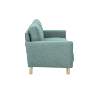 Canapé design 2 places en tissu vert de gris et bois clair BONO