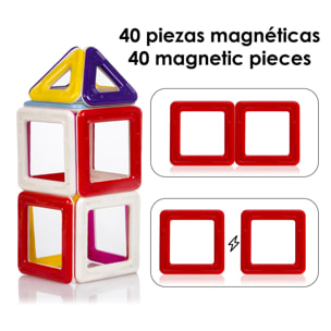 Piezas magnéticas de construcción para niños, con ruedas móviles para crear vehículos. 40 piezas.