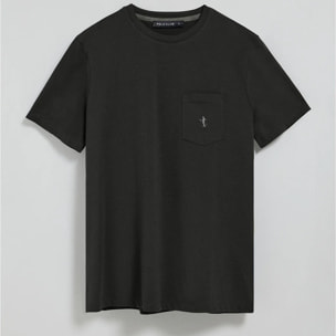 Camiseta negra de manga corta con bolsillo y bordado Rigby Best