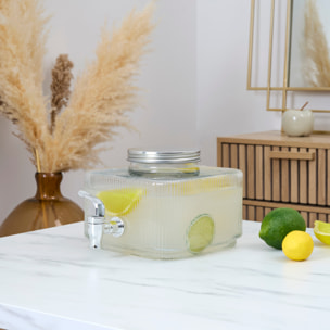 Distributeur de Boisson - HOME DECO FACTORY - 3L - Design Strié - Transparent