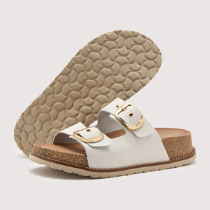 Sandalia Bio Piel Blanco con Cuña - Sintran