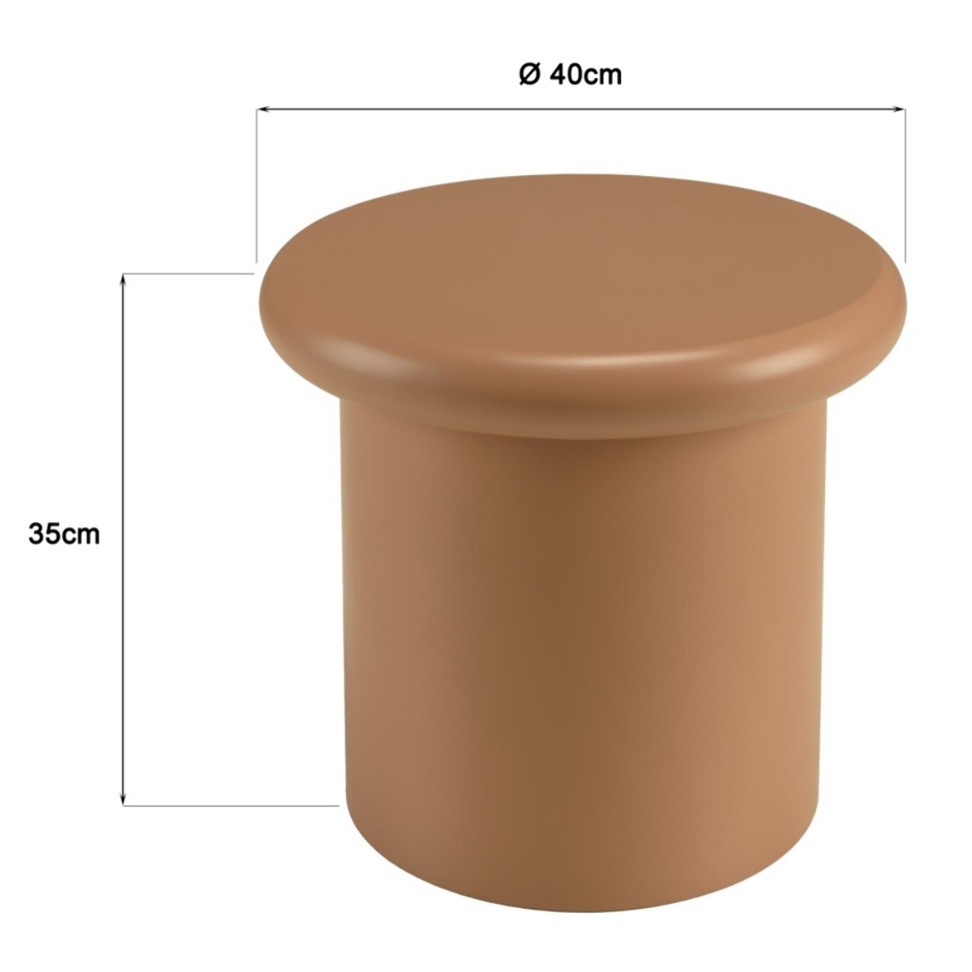 AGATHE - Table d'appoint ronde en bois peint marron D40cm