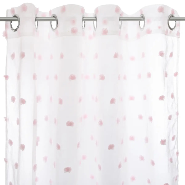 Rideau enfant "Pompoms" - blanc & rose 140x240 cm