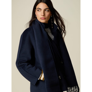 Oltre - Caban in misto lana con sciarpa integrata - Blu