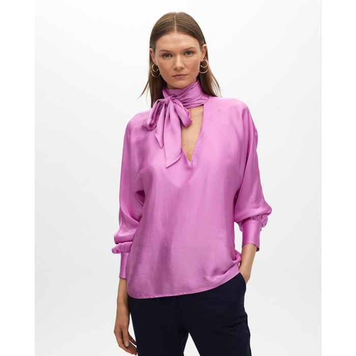 Blusa in Raso Fluida con Fiocco