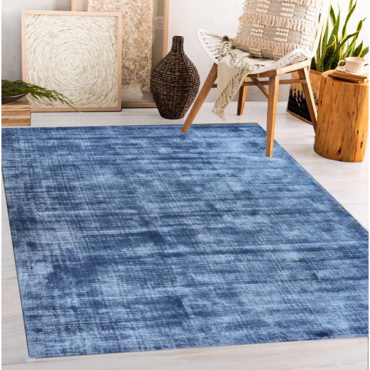 Tapis en viscose tissé à la main Used - Couleur: Bleu Royal