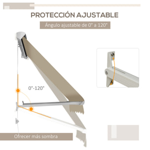 Toldo de Ventana Toldo Manual de Aluminio Retráctil para Exterior Toldo de Balcón Ángulo Ajustable Impermeable Tela de Poliéster 180x70cm Beige