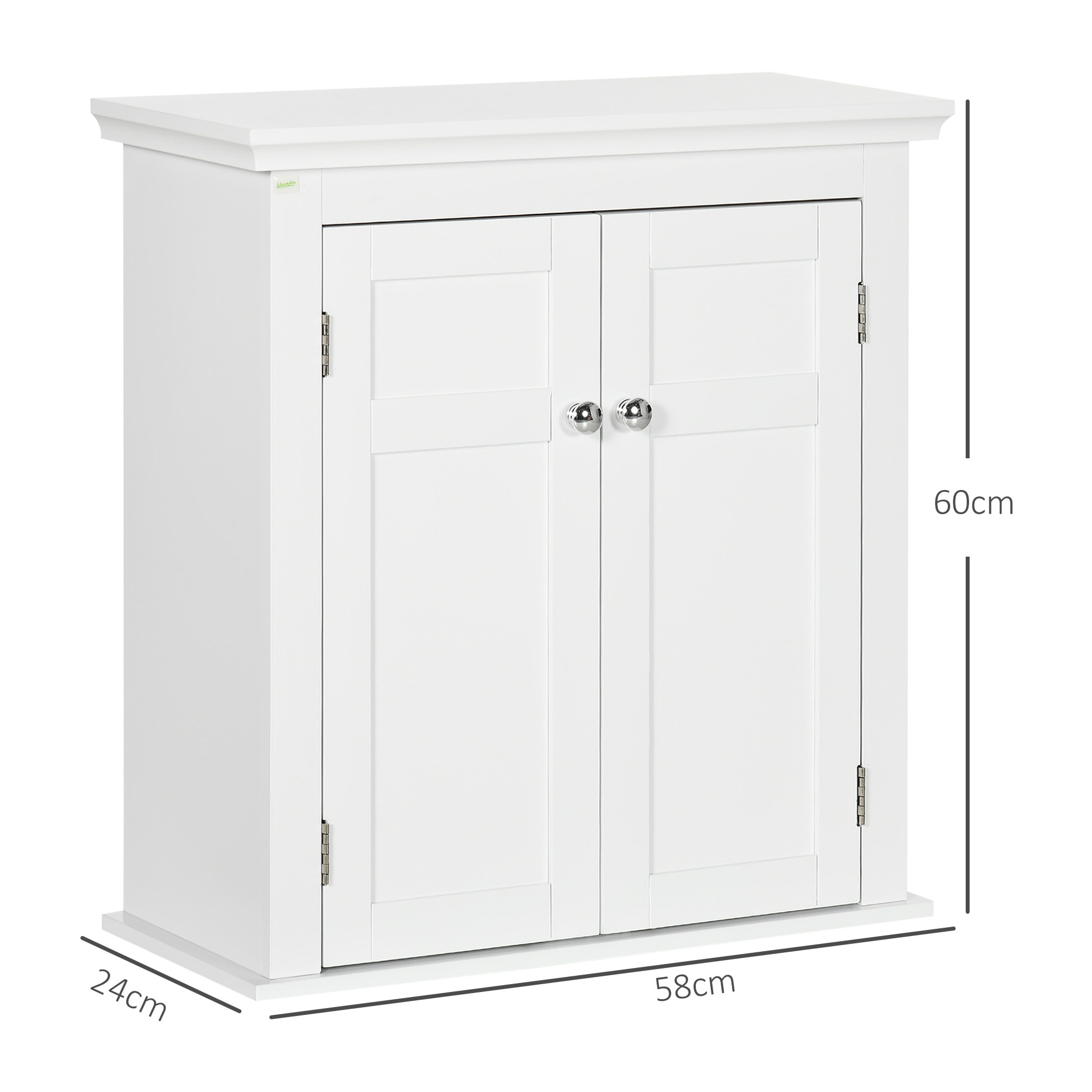 Armario para Baño de Pared Mueble de Baño Colgar con Estantes Ajustables y Puertas con Cierre Magnético Armario de Pared para Cocina Comedor 58x24x60 cm Blanco