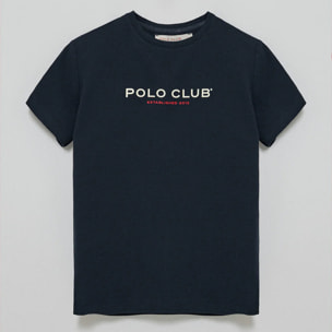 Camiseta básica azul marino con logo engomado Polo Club
