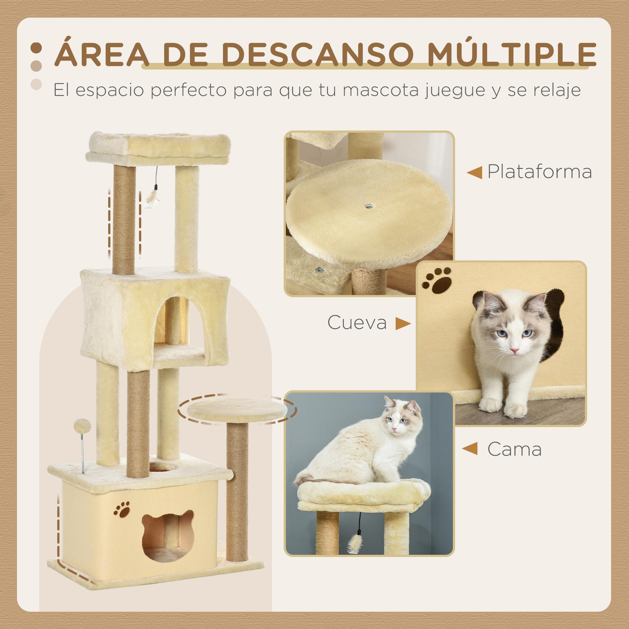 Árbol Rascador para Gatos Grande 60x34x136cm Centro de Actividades Plataformas