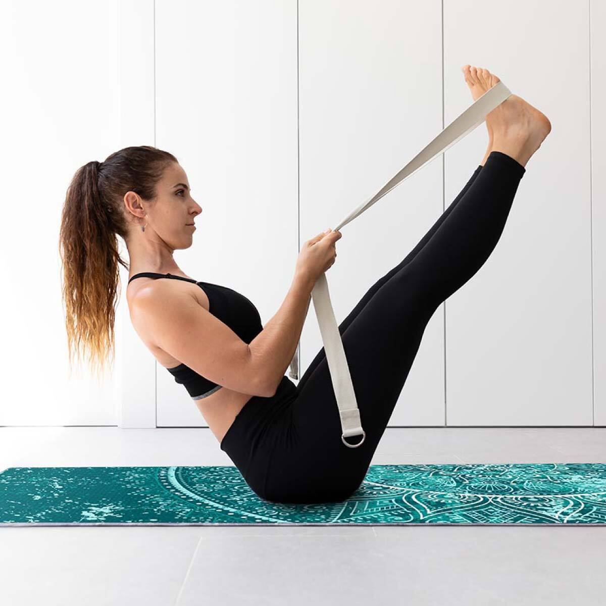 Kit de Yoga y Pilates AZUL 6 accesorios con esterilla, pelota, rueda, masajeadores y correa