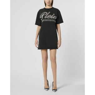 PHILIPP PLEIN Open Back T-Shirt Dress Strass Signature
