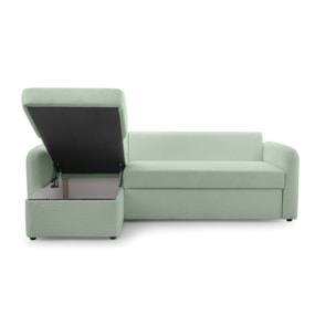 Pocatello - canapé d'angle réversible 4 places - convertible avec coffre - en tissu bouclette - Vert sauge