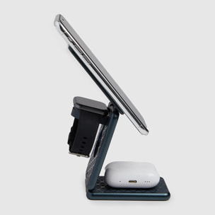 Piquadro Chargeur MagSafe pliable 3-en-1 15W avec adaptateur GaN 45W et base magnétique pour appareils Apple®