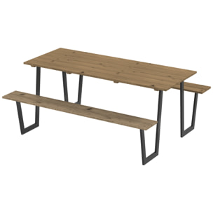 Table de pique-nique robuste 6 personnes - table forestière pic nic - table-bancs bois acier