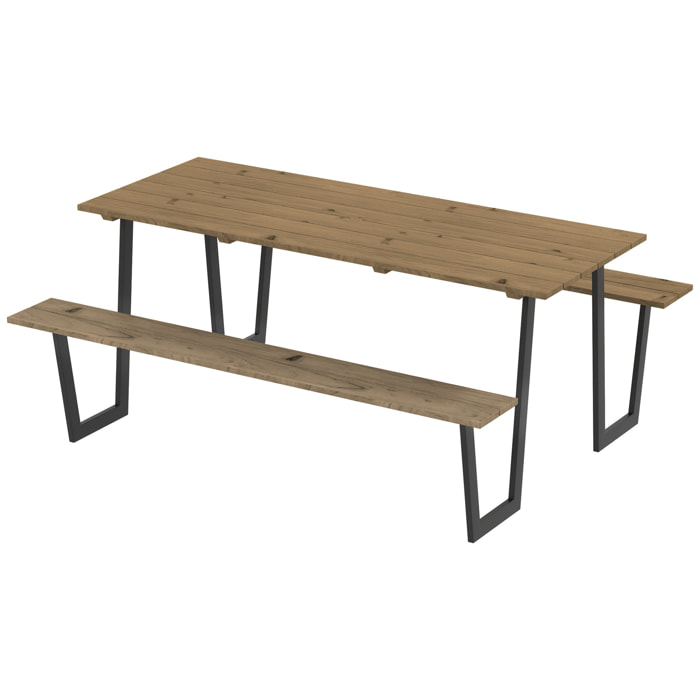 Table de pique-nique robuste 6 personnes - table forestière pic nic - table-bancs bois acier
