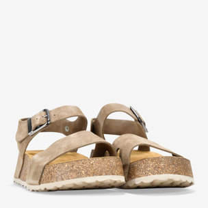 Sandalias de cuña marrones en piel con cuña