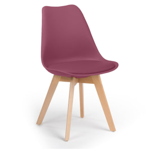 Sedia da cucina ergonomica gambe legno bordeaux 4 pz - Candice