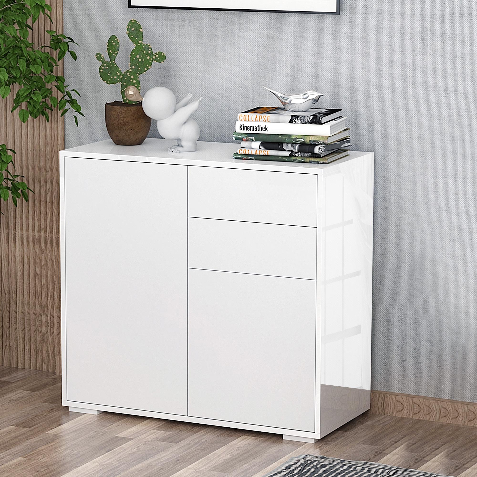 HOMCOM Buffet meuble de rangement avec 2 tiroirs, 2 portes