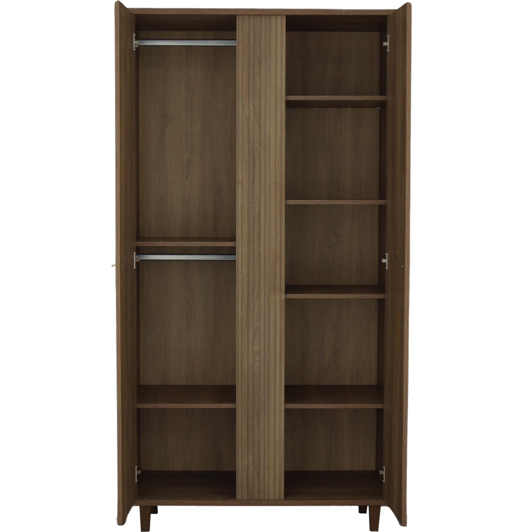 Armoire 2 portes avec détail imitation bois texturé et pieds bois