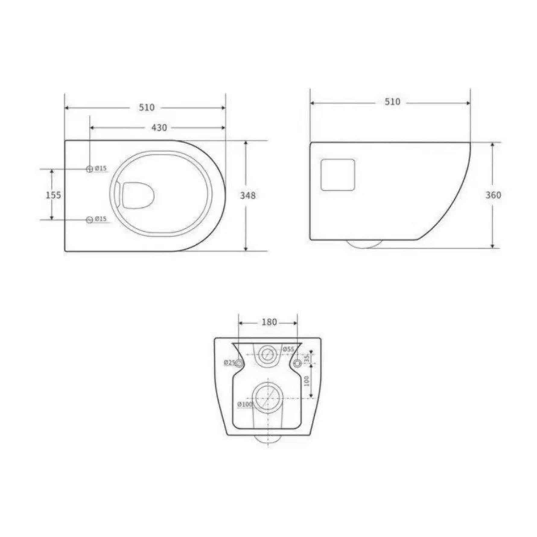 Project WC suspendu sans bride avec abatant softclose, blanc (SATWCPRO010RREXP)