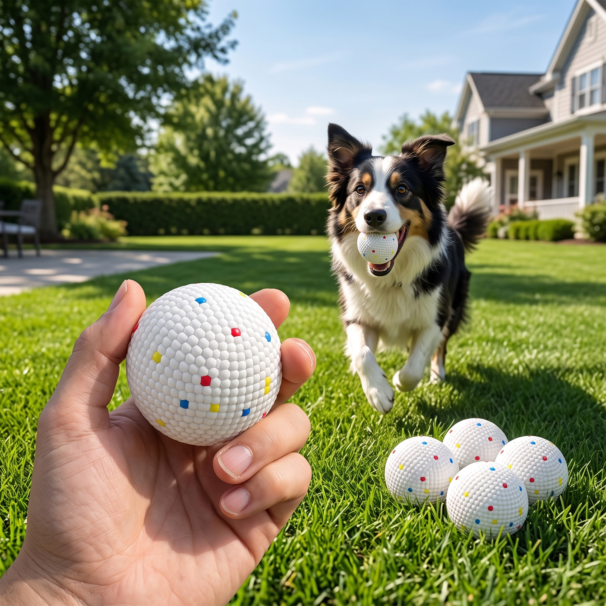 Lot de 6 balles pour chien dia.58mm blanc compatibles lanceur auto