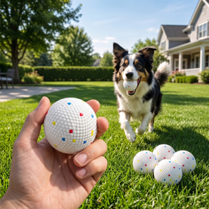 Lot de 6 balles pour chien dia.58mm blanc compatibles lanceur auto