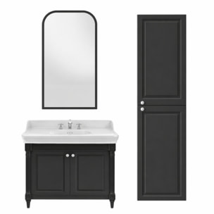 Pack meuble vasque Cléo 1889 3 trous + colonne droite + miroir + mélangeur croisillon chromé