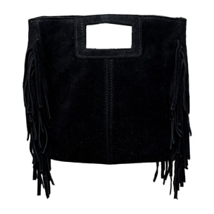 Borsa a Mano in Vera Pelle Scamosciata con Frange Made in Italy