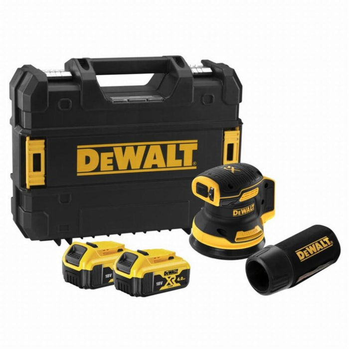 Ponceuse excentrique XR 18V 125 mm Brushless DEWALT - 2 batteries 5.0Ah + coffret TSTAK - sans chargeur - DCW210P2-QW