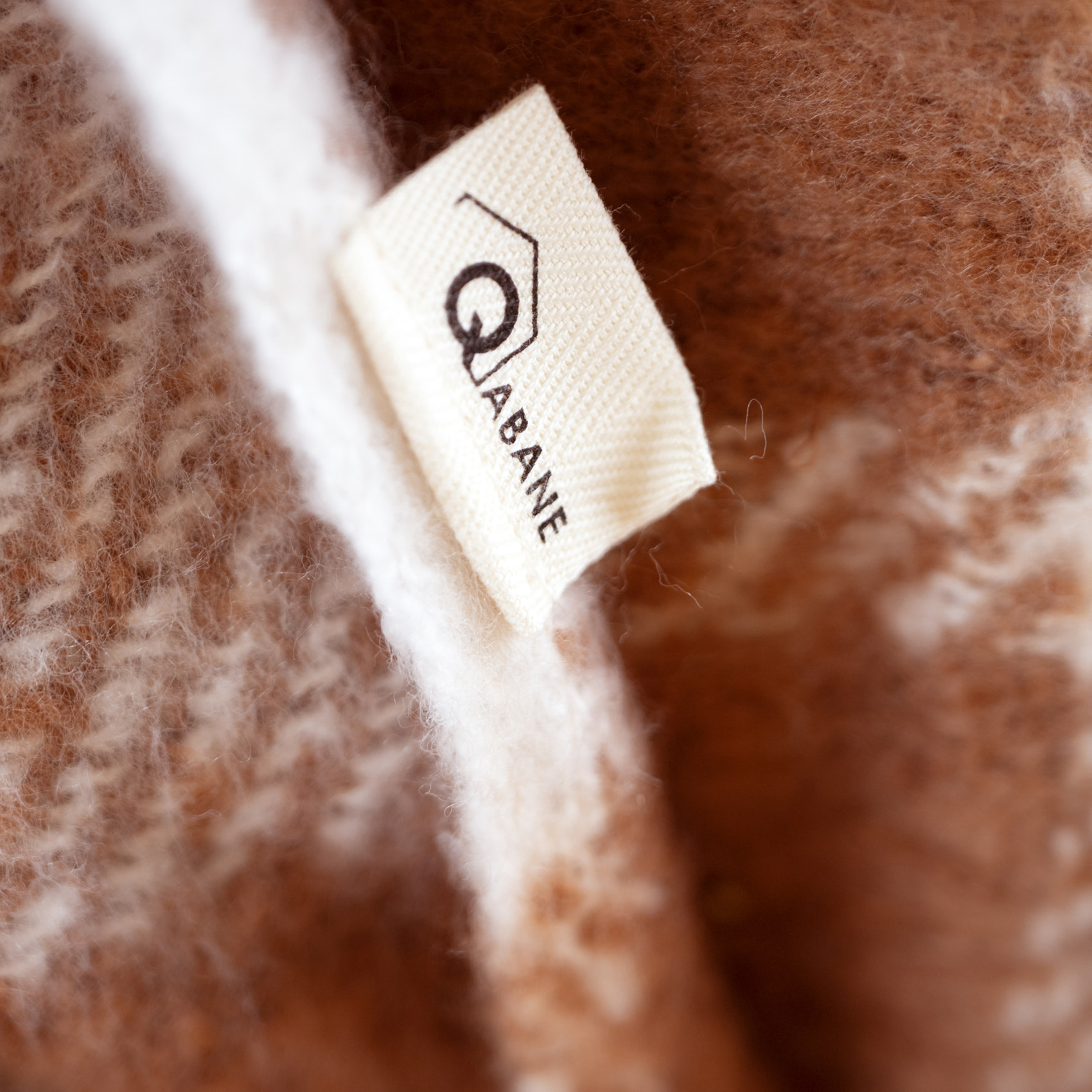 Plaid à carreaux aspect mohair avec franges - Marron Clair