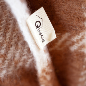 Plaid à carreaux aspect mohair avec franges - Marron Clair