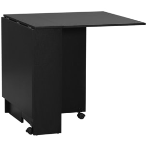 Table pliante sur roulettes 140L x 75l x 74H cm 2 étagères intégrées panneaux noir