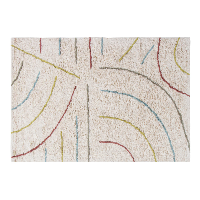 Tapis beige courbes multicolores L100 x L150 cm PEPA