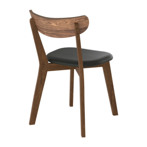 Lot de 2 chaises en cuir synthétique noir et bois de frêne - Tabata