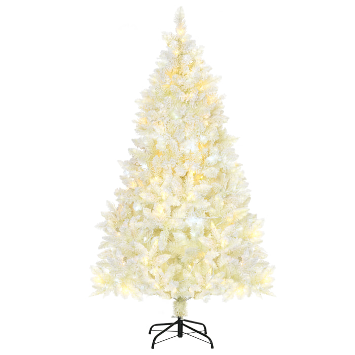 Sapin de Noël artificiel lumineux blanc dim. Ø 115 x 180H cm 650 branches 150 LED - support pied pliable métal PVC