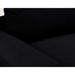 Tama - Canapé d'angle gauche 4 places convertible avec coffre en tissu - Noir