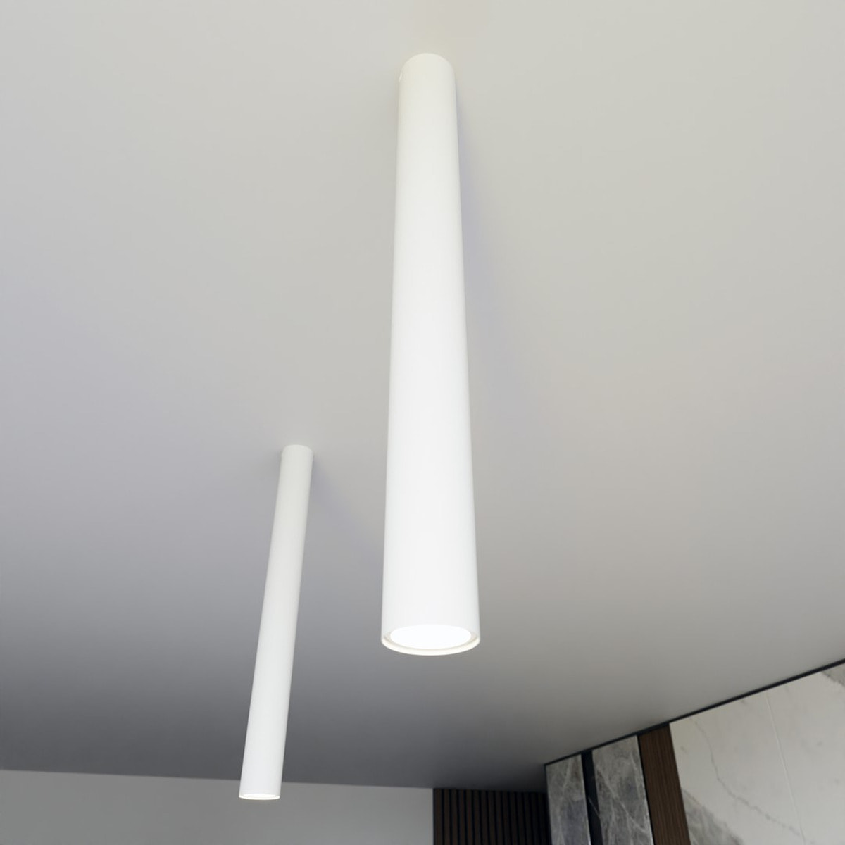 Lampada a sospensione Tecno 1XL in acciaio bianco