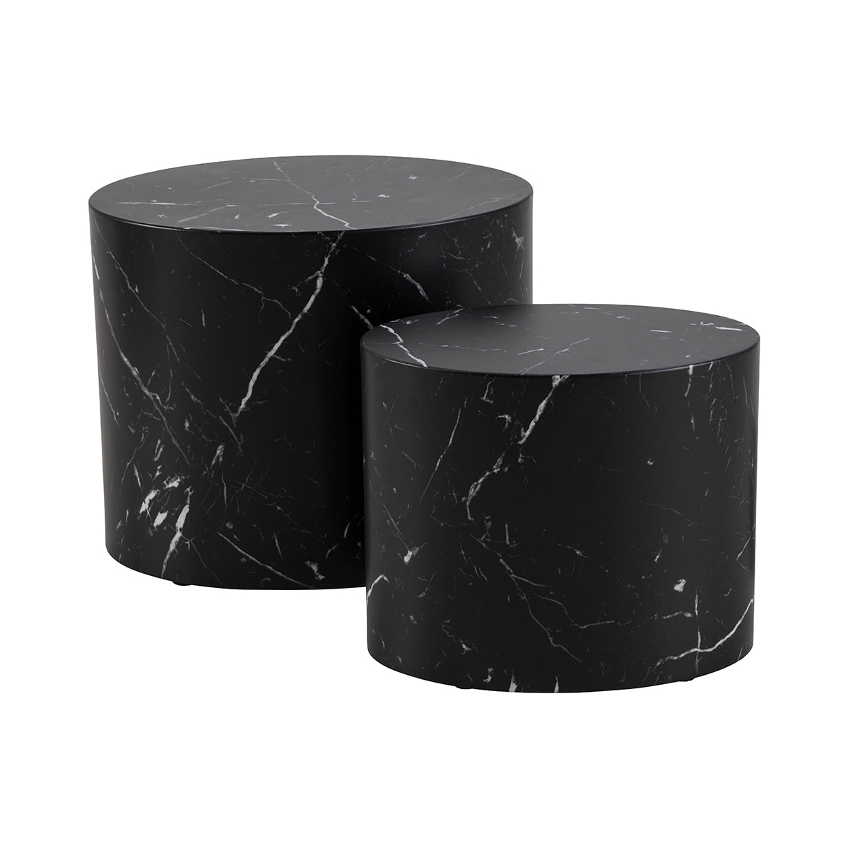 Tables basses gigognes ovales design finition marbre noir (lot de 2) FAMOSA