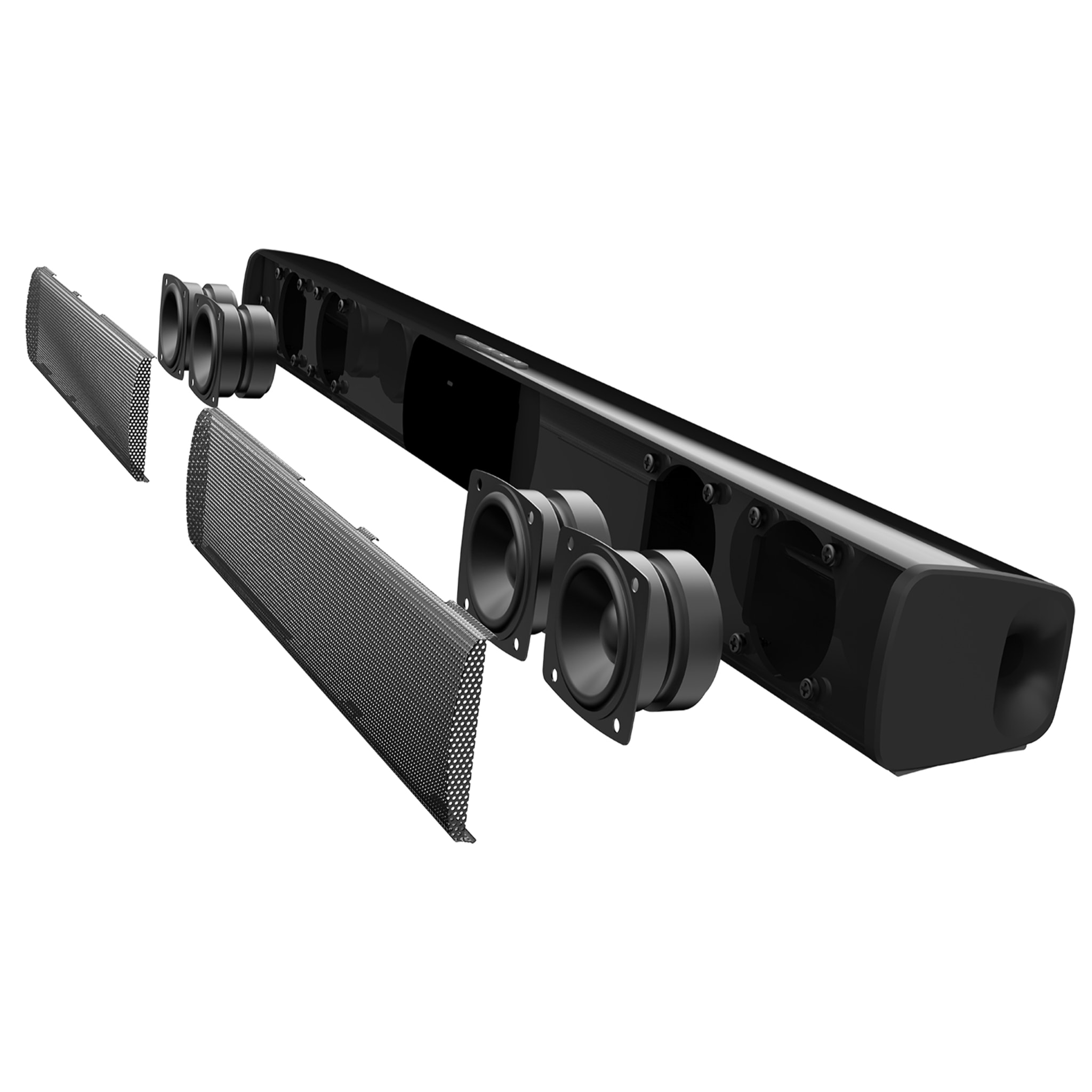 Soundbar 4.0 BS-28B. Bluetooth 4.2, ingresso RCA, ausiliario, Micro SD e radio FM. Con telecomando.